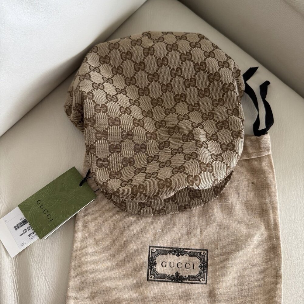 Gucci Beige Brown Monogram Flat Cap - Picture 5 of 11